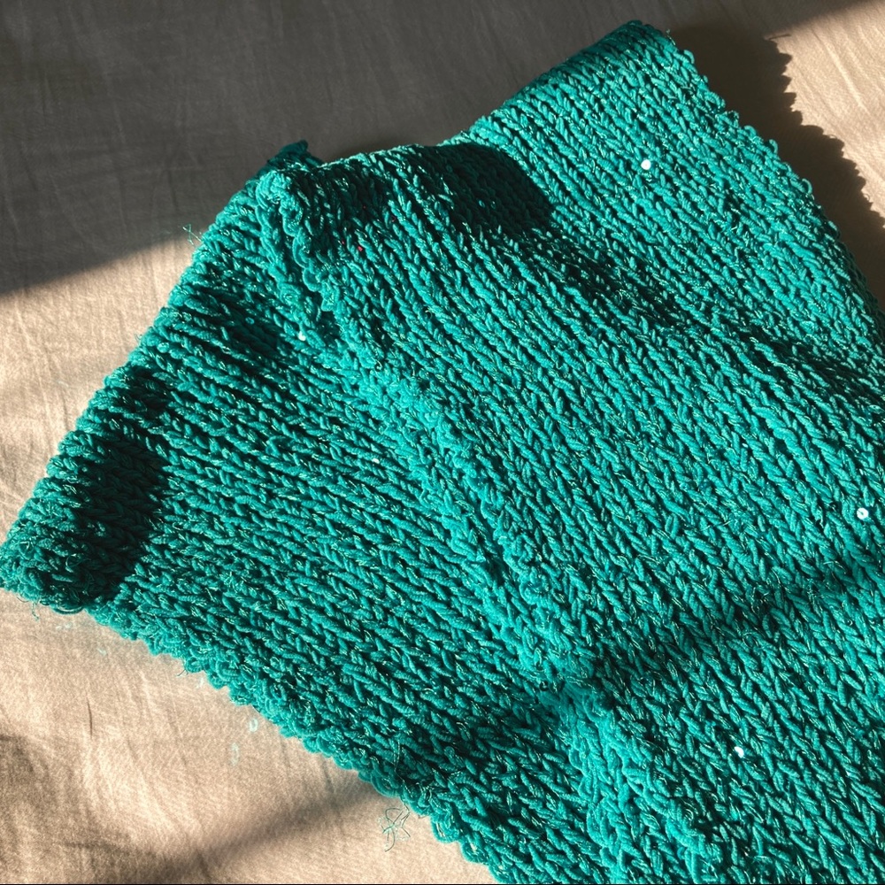 Teal Sequin Knit Betsy Johnson Infinity Scarf